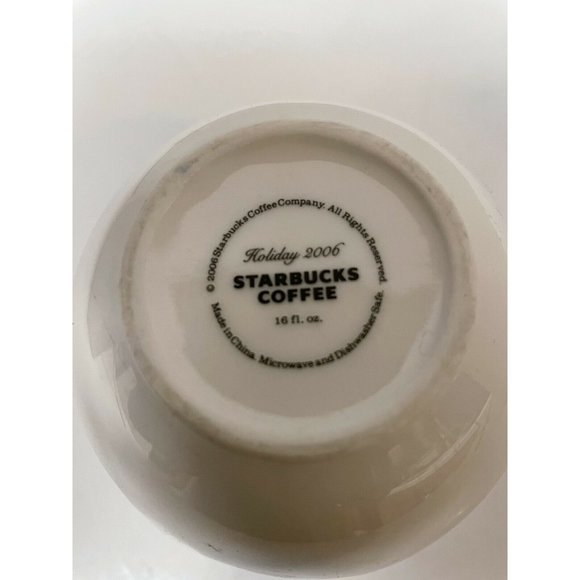 Starbucks Coffee Mug Ceramic Christmas Tree 18 oz White Green 3 1/3" x 4" 2006 - Picture 4 of 4